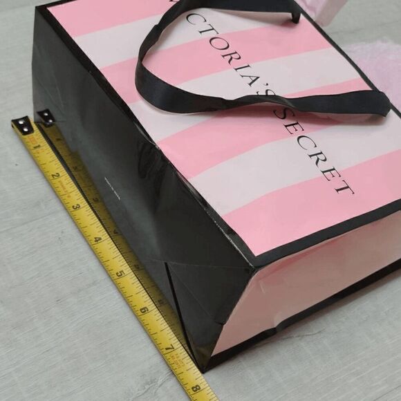💗 VICTORIA'S SECRET Empty Paper Pink Shopping Gift Bag Cloth Handles w/Tissues - Picture 6 of 9